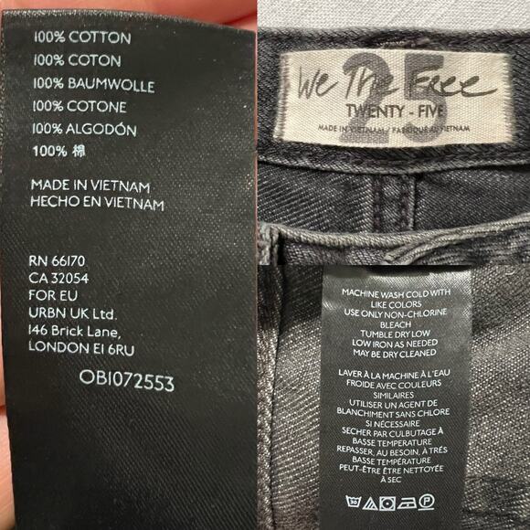 Free People X We The Free Women's Romeo Rolled Cut Off Black Mambo Size 25 - Picture 12 of 12